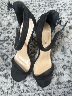 Fashion Nova Black Suede Ankle-Strap Heels